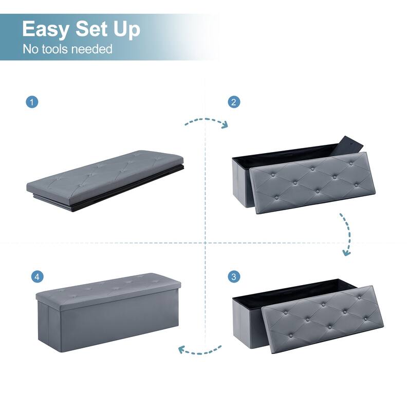 VECELO Leather Storage Ottoman Bench Foot Rest Stool/Seat(Set of 2), 12-inch/15-inch/30-inch/43-inch