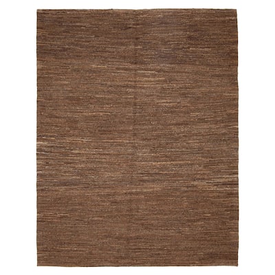 ECARPETGALLERY Flat-Weave Natural Brown Wool Tapestry Kilim - 5'3 x 8'1