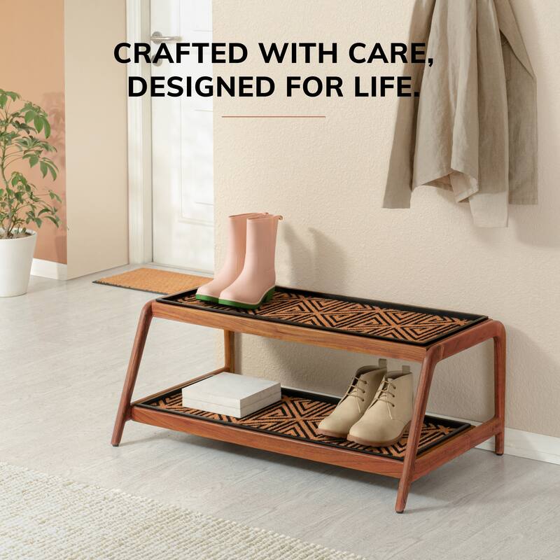 Jani Double-Tier Natural Stand 3-Pair Rubber Boot Trays