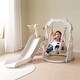 preview thumbnail 3 of 28, Indoor & Outdoor Toddler Freestanding Slide and Swing Set 3 in 1 with Basketball Hoops Combo Grey+White
