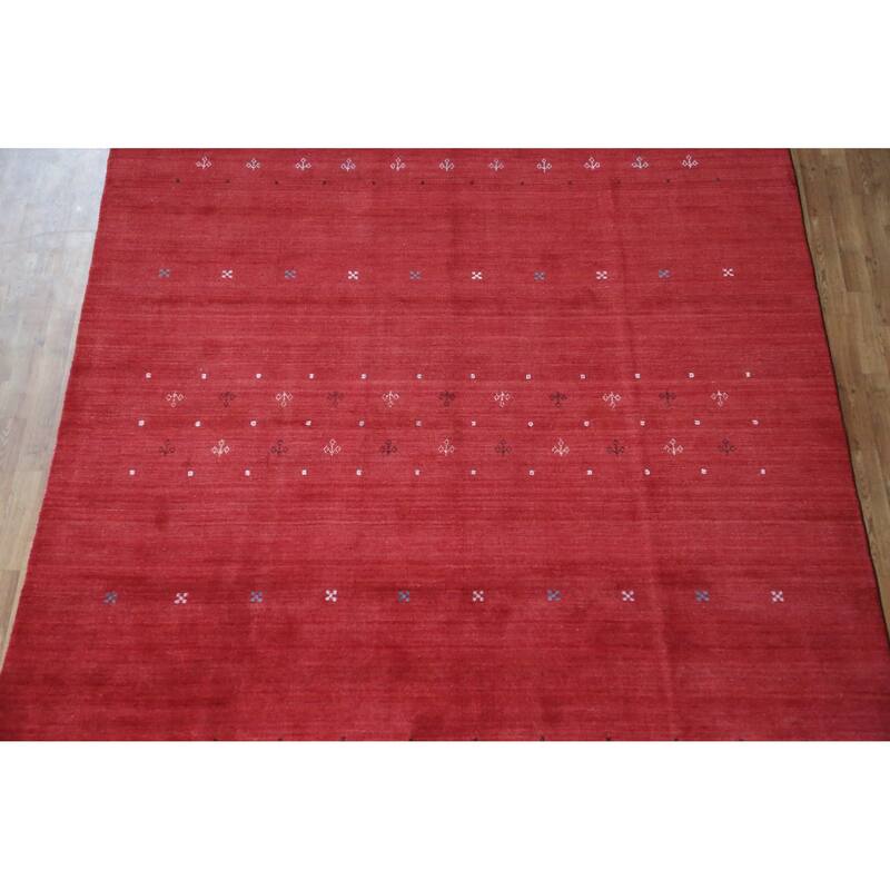 Hand Knotted Oriental 100% Wool Carpet Tribal Tribal Red Gabbeh Area Rug - 11' 3'' X 8' 3''