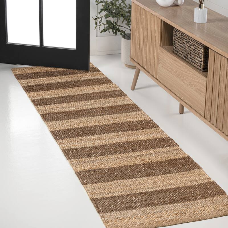 JONATHAN Y Jayden Rustic Farmhouse Woven Jute Stripe Area Rug