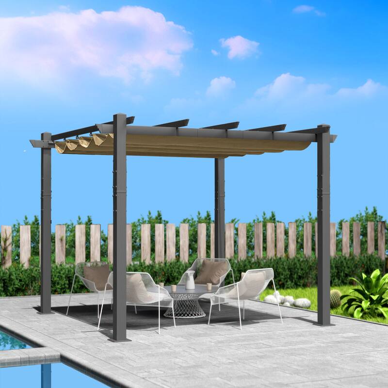 Kozyard Atlantics Outdoor 10'x13' Extra Large BBQ Grill Pergola with Sun Shade Gazebo Canopy