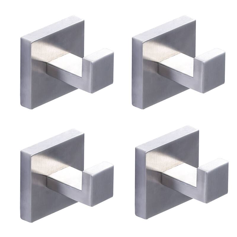 WOWOW J-Hook Wall Mount Robe/Towel Hook 4PCS - Brushed Nickel