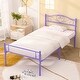 preview thumbnail 30 of 32, VECELO Twin Size Metal Bed Frame Set of 2 Victorian Style Kids Beds with Heart Pattern Headboard No Box Spring Needed
