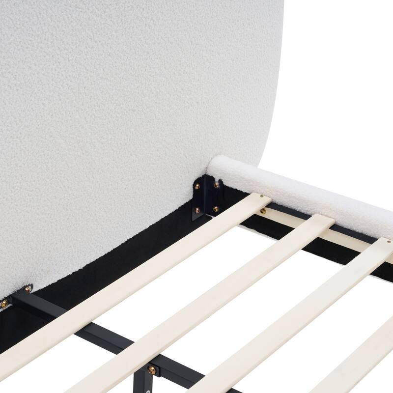 Christopher Knight Home - Lunara Modern Teddy Fleece Upholstered Platform Bed Frame with Split Headboard, Heavy-Duty Support