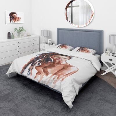 Designart 'Portrait of African American Woman VIII' Modern Duvet Cover Set
