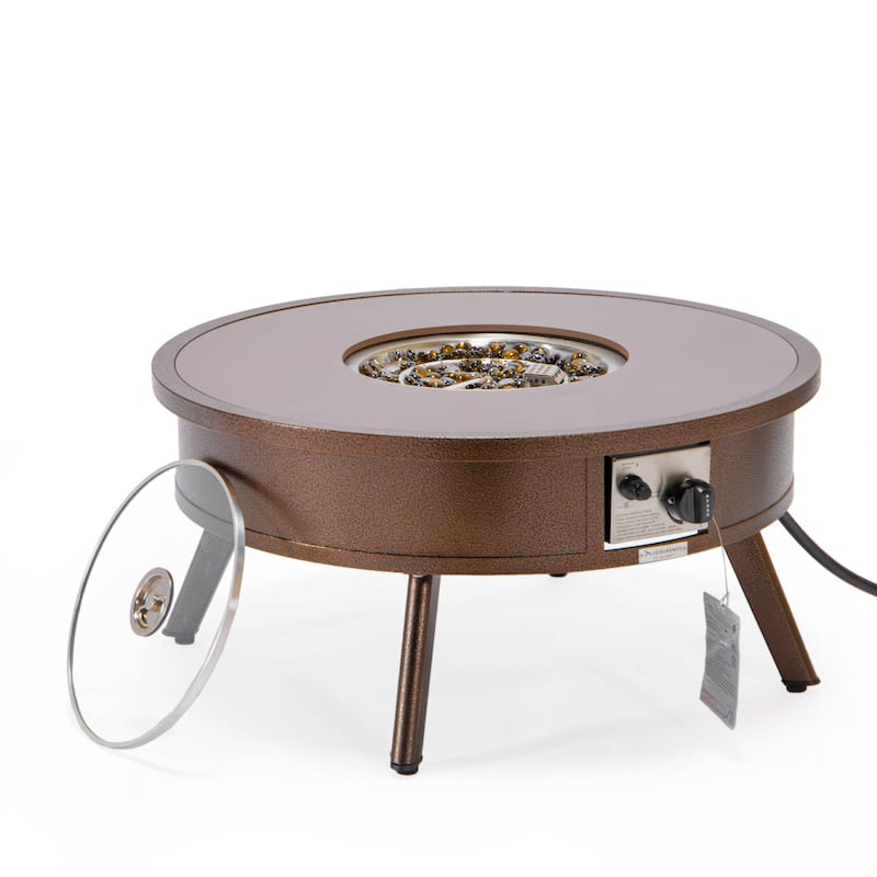 Leisuremod Walbrooke Modern Outdoor Patio Round Fire Pit Table for Porch Backyard Deck - 29