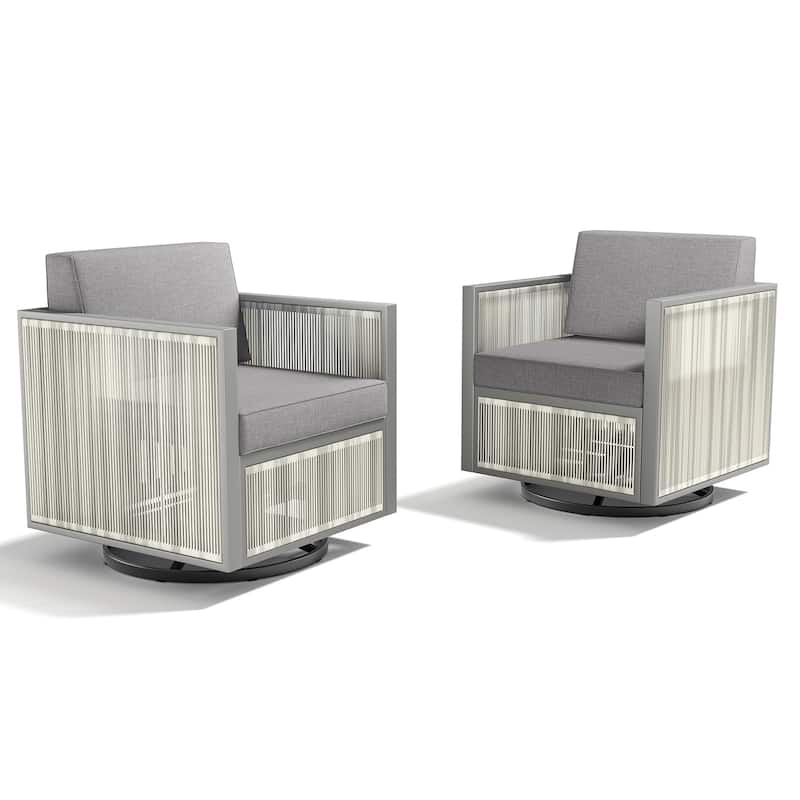 Pocassy 5 Inch Outdoor Swivel Chairs Set of 2