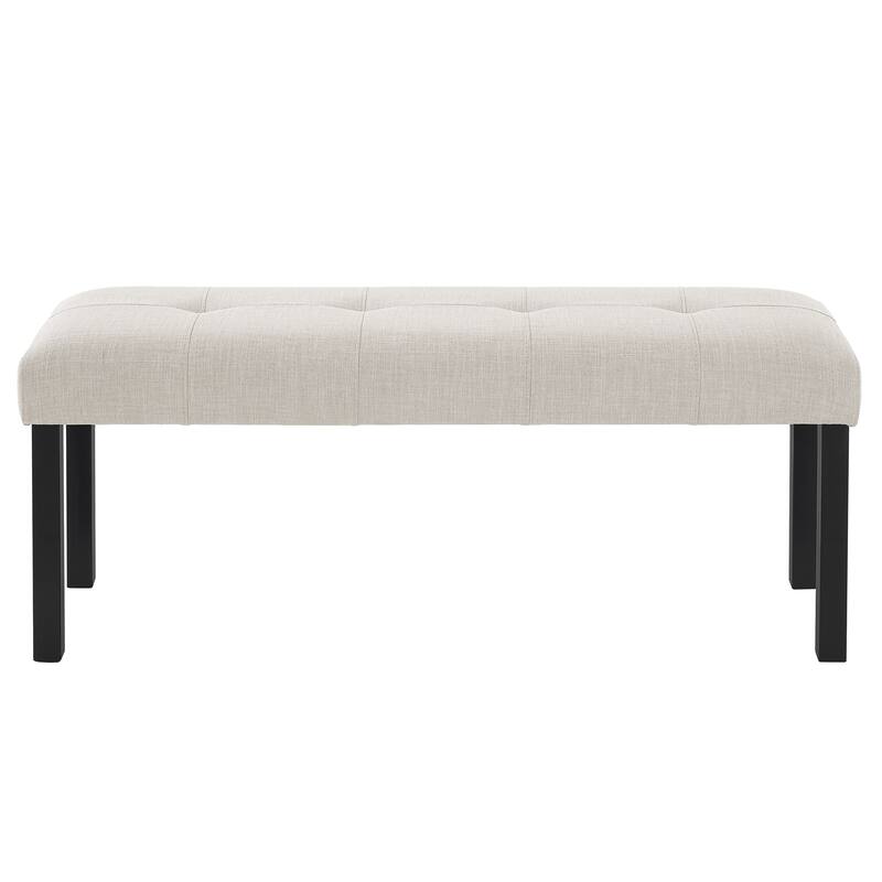 Modern Tufted Linen Bench, Farmhouse Upholstered Dining & Entryway Bench