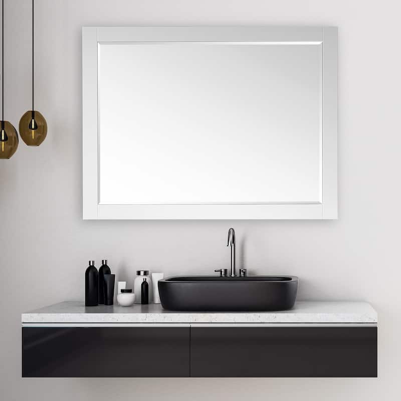 Altair Ivy Rectangular Bathroom Wood Framed Wall Mirror - 48 in. - White