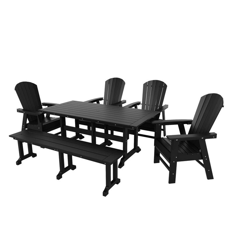 Altura 6-Piece Rectangular Poly Eco-Friendly All Weather Outdoor Dining Set with Bench