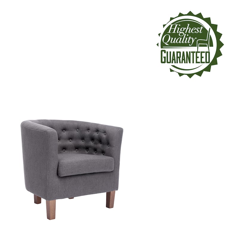 Porthos Home Kady Fabric Barrel Accent Chair with Rubberwood Legs