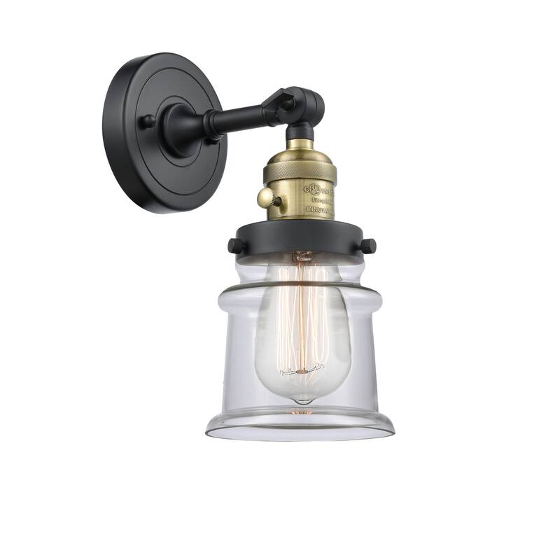 Innovations Lighting Small Canton Single Light 11" Tall Bathroom - Black Antique Brass / Clear