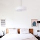 preview thumbnail 7 of 71, 3-Light 20"W Drum Fabric Semi Flush Mount Pendant Chandelier Brushed Nickel with White Shade