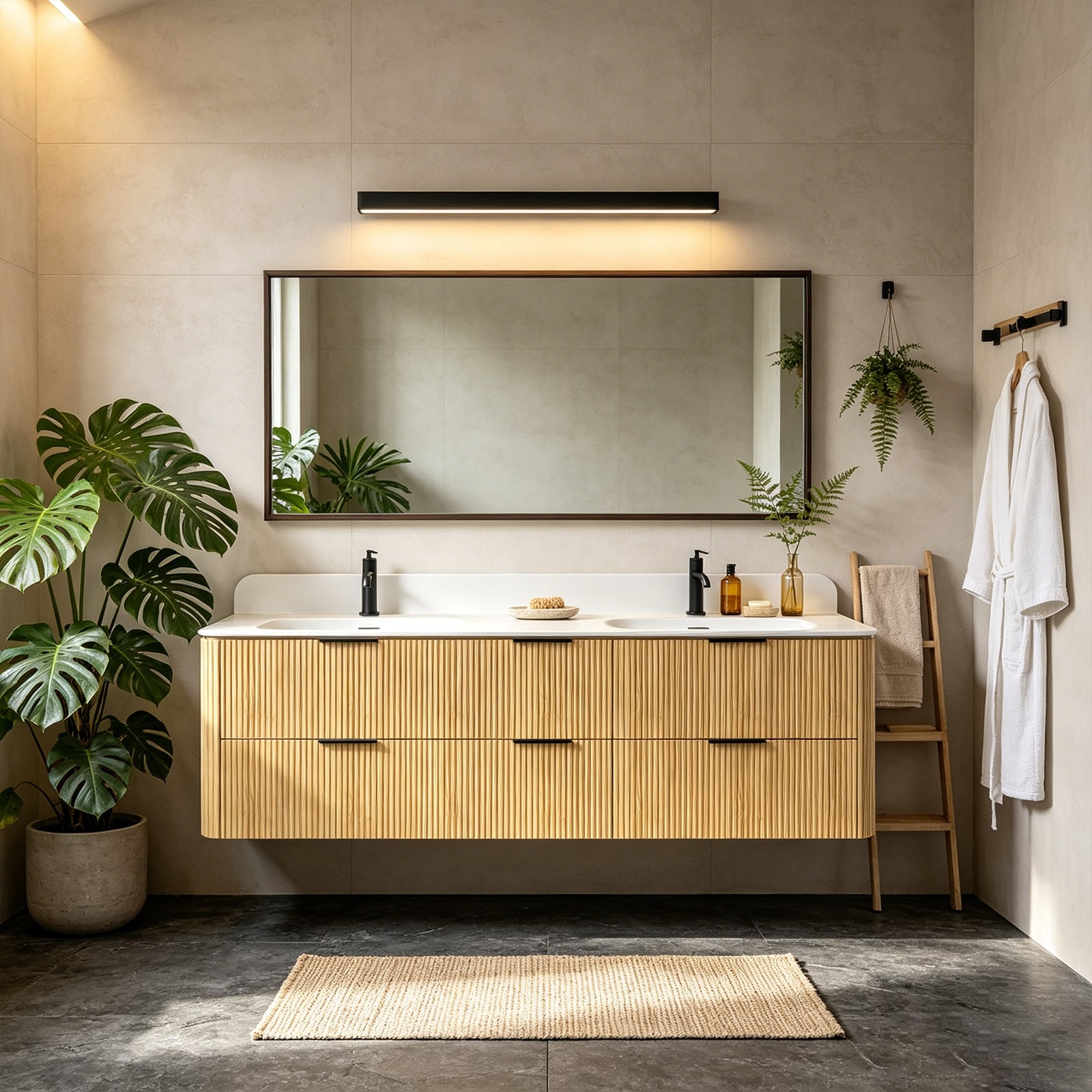 Canopora Golden Oak 60 in. 72 in. 84 in. Grille Floating Vanity