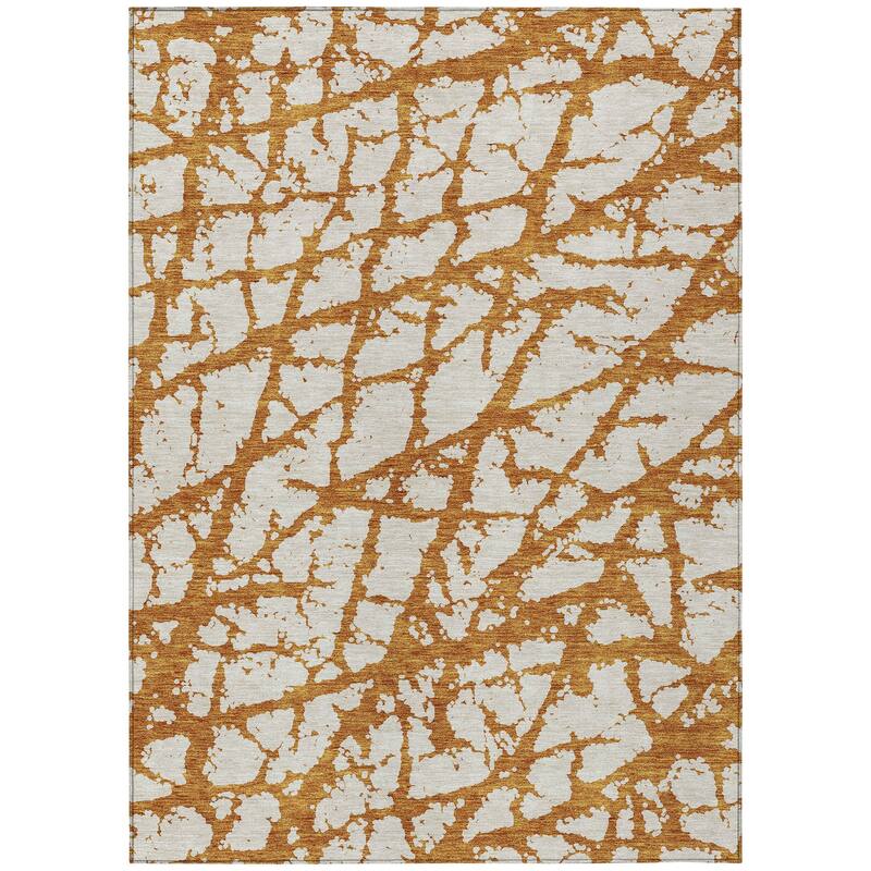 Machine Washable Indoor/ Outdoor Abstract Contemporary Chantille Rug