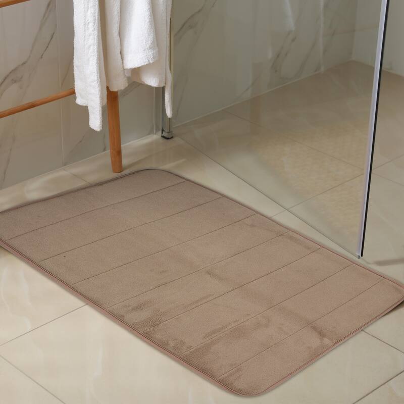2 Pcs Memory Foam Bathroom Mat Non Slip Soft Bath Mats Rugs, Machine Washable - Brown - 23.62"x 15.75", 31.50"x 19.69"