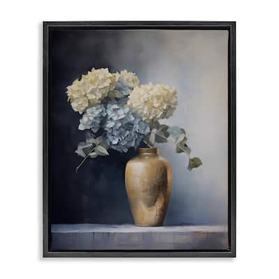 Stupell Subtle Hydrangeas in Vase Framed Floater Canvas Wall Art Design By Arlington Prints