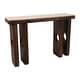 preview thumbnail 6 of 10, Modern Edge Travertine Console Table with Wood Base - 47", Tan & Brown - 46.25"