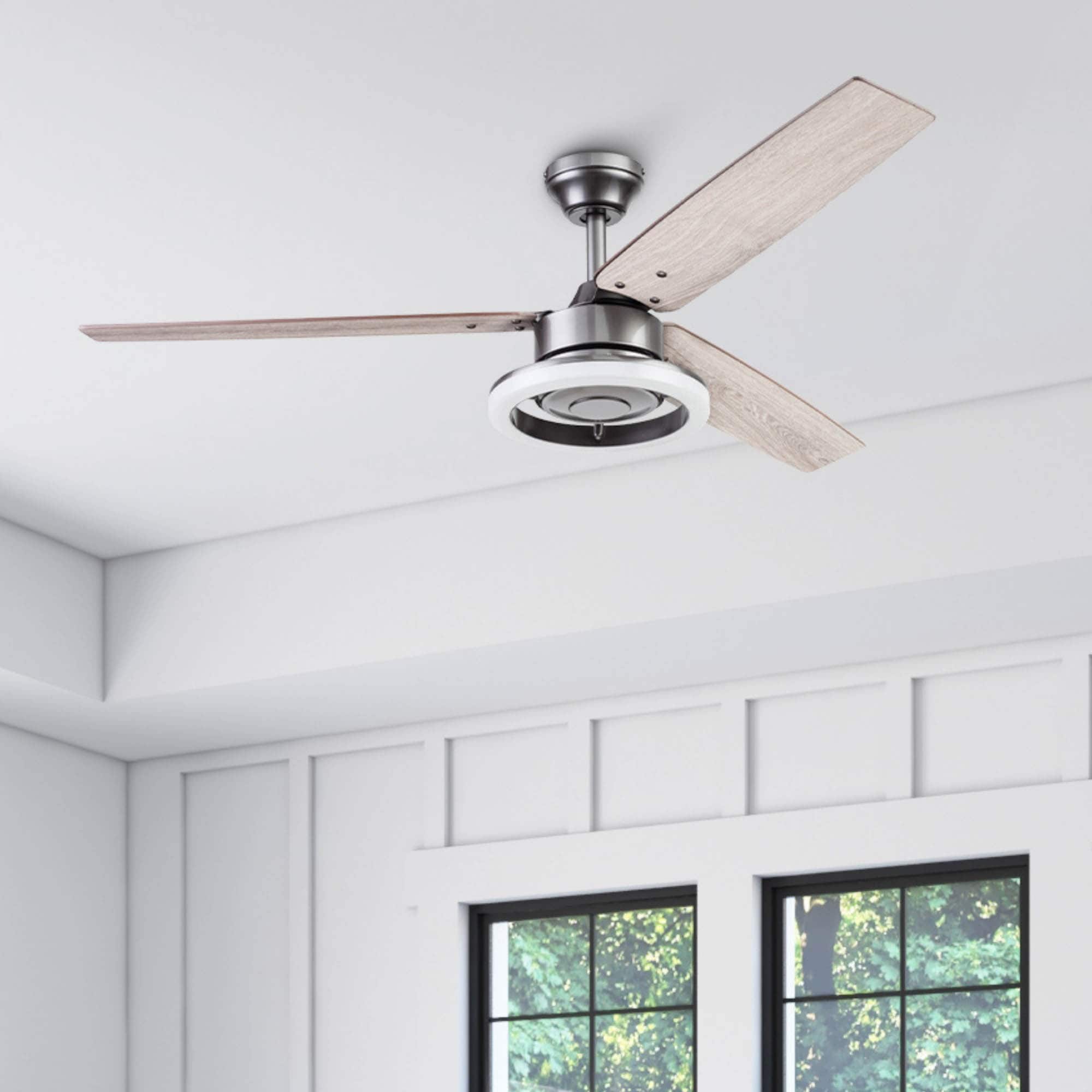 52" Prominence Home Orbis Gun Metal Modern Indoor LED Ceiling Fan with Light, Remote Control - Gun Metal