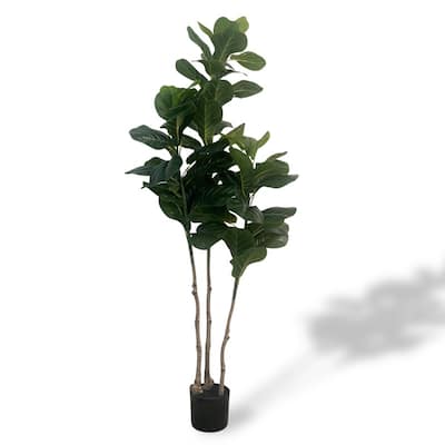 XBrand 59.1" Artificial Fiddle Leaf Fig Tree - Realistic Faux Indoor Plant, Adjustable Branches, Maintenance-Free