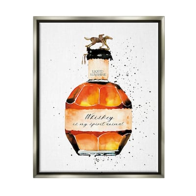 Stupell Whiskey is My Spirit Animal Quote Liquor Bottle Floater Frame - White