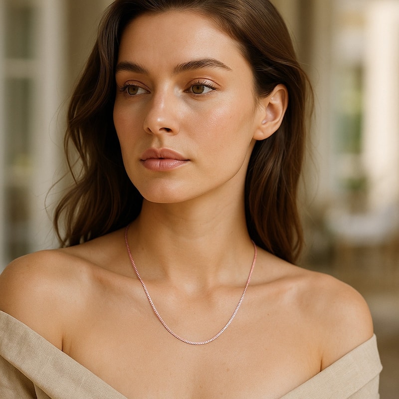 MayaMila 14k Rose Gold Classic Box Chain 0.6mm