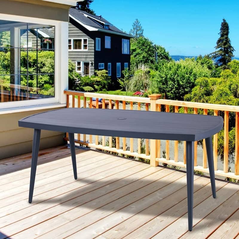 NUU GARDEN 67in. Single Outdoor Aluminum Dining Table - Grey