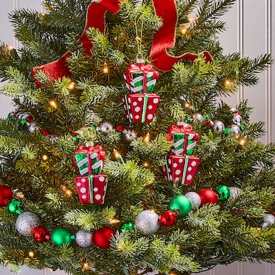4.5" Glass Stacked Present Ornament Set of 3
