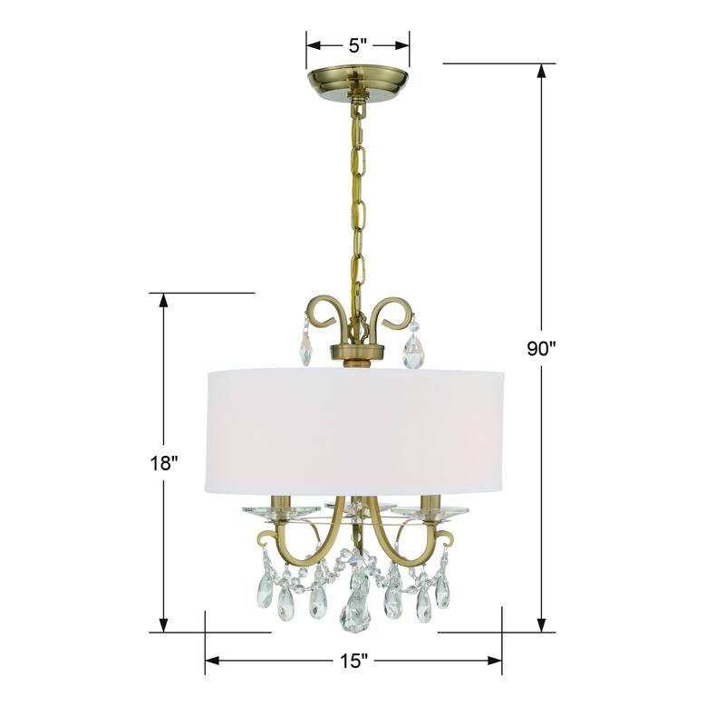 Othello 3 Light Vibrant Gold Chandelier - 15'' W x 15'' H