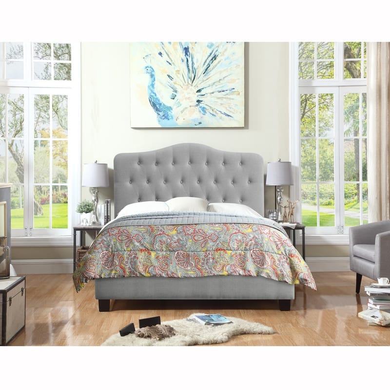 Beatrice Tufted Upholstered Low Profile Standard Bed - Grey - Twin