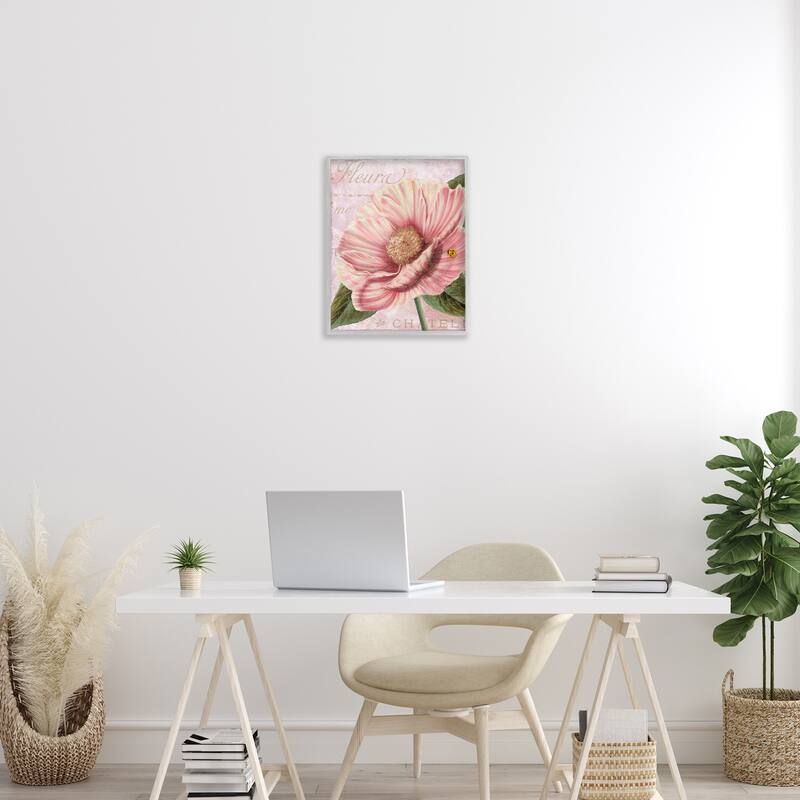 Stupell French Flower & Ladybug Framed Giclee Art Design By Sasha