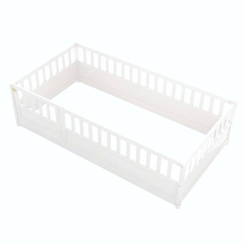 Twin Size Floor bed with super high security barrier For children