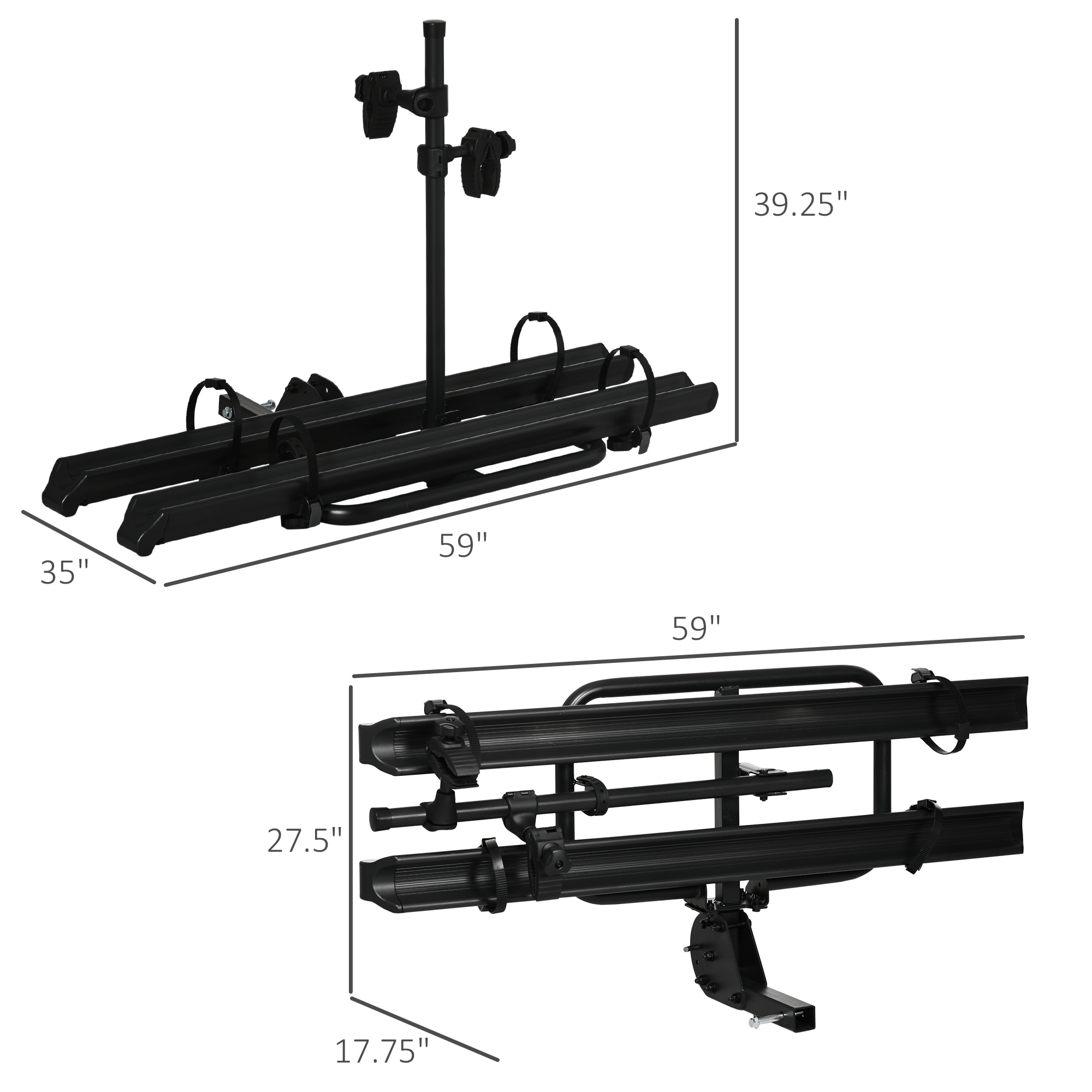 HOMCOM 2-Bike Hitch Mount Bike Rack for Car with Ramp, Foldable