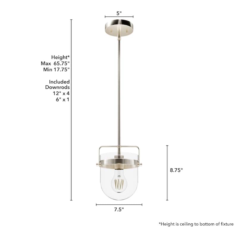 Hunter Karloff Clear Glass Bell-Shaped Pendant - Kitchen Island, Dining Room, Entry - Modern Farmhouse, Rustic, Industrial