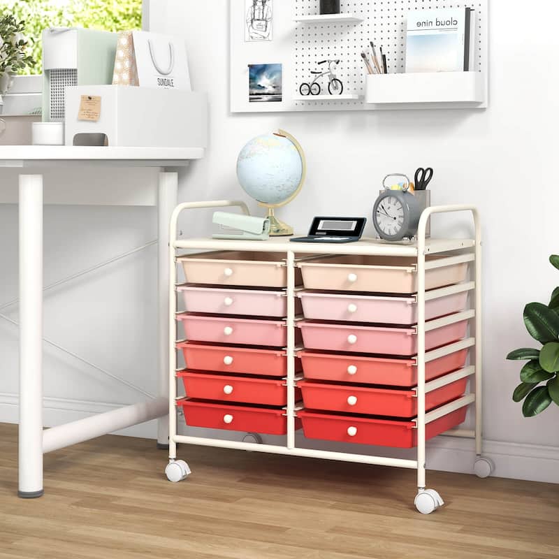 Costway 12 Drawers Rolling Cart Storage Scrapbook Paper Studio - See Details