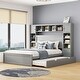 preview thumbnail 3 of 13, Gray Queen Wooden Storage Platform Bed w/All-in-One Cabinet & Sockets