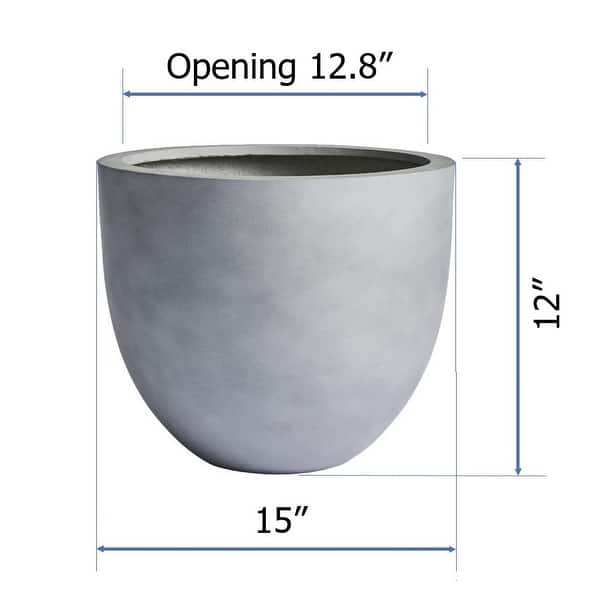 dimension image slide 6 of 9, DreamPatio Long Beach Fiberstone Egg Planter for Indoor/Outdoor