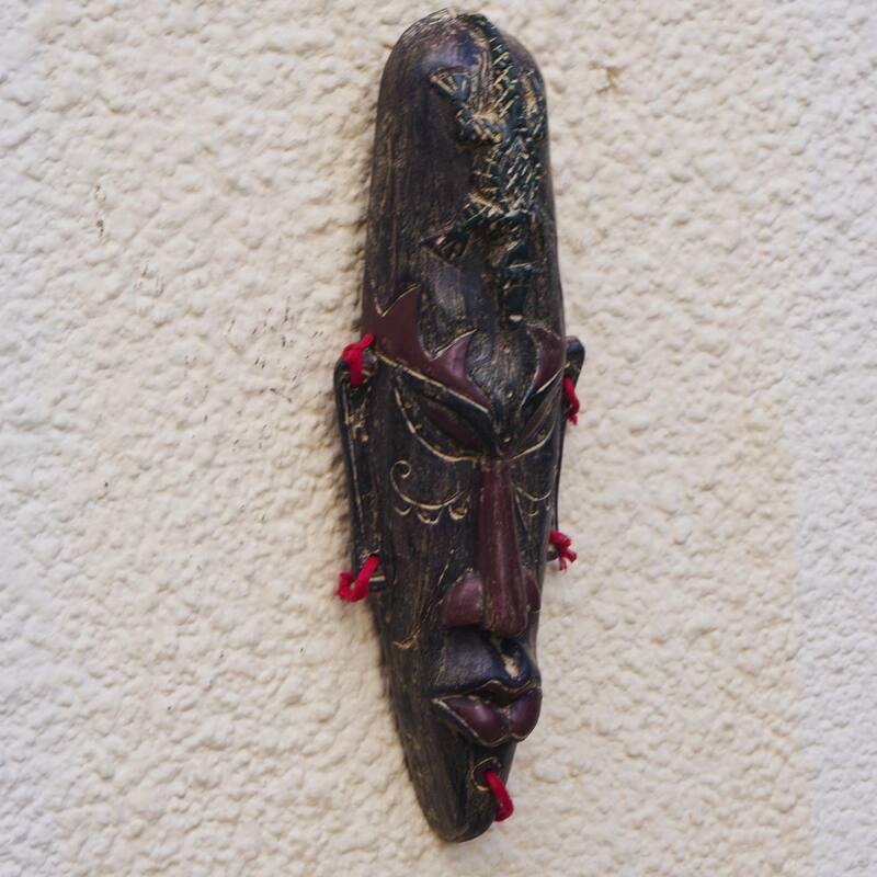 Novica Handmade Terrible Lizard African Wood Mask