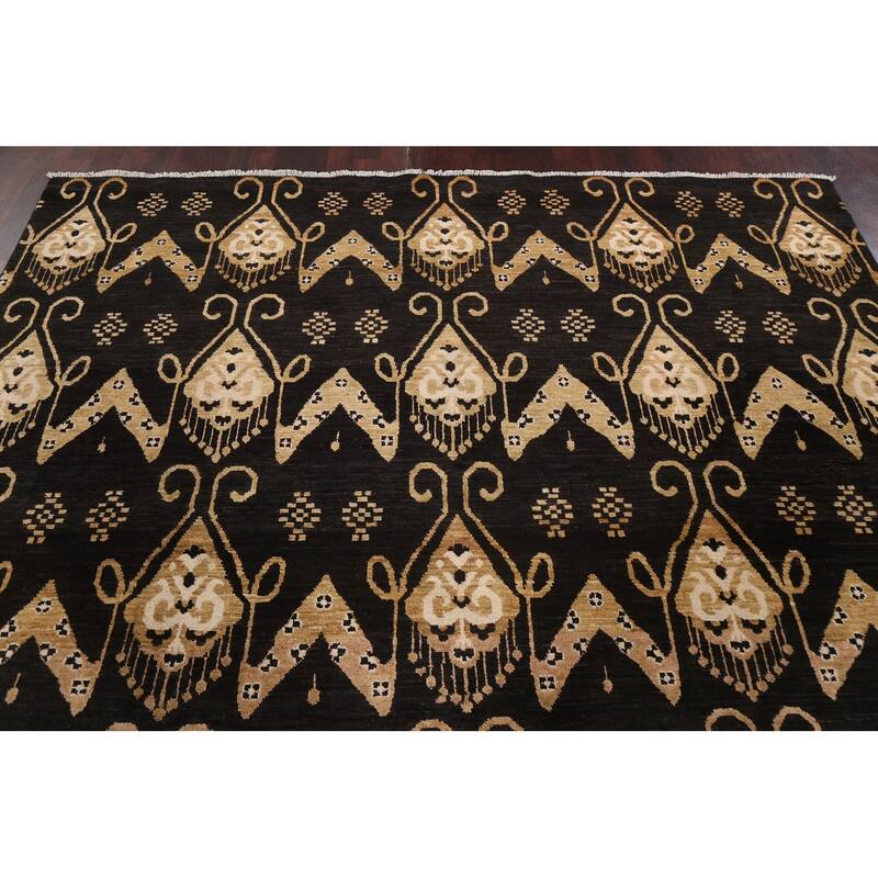 Geometric Oriental Gabbeh Kashkoli Area Rug Hand-knotted Wool Carpet - 7'10" x 11'3"