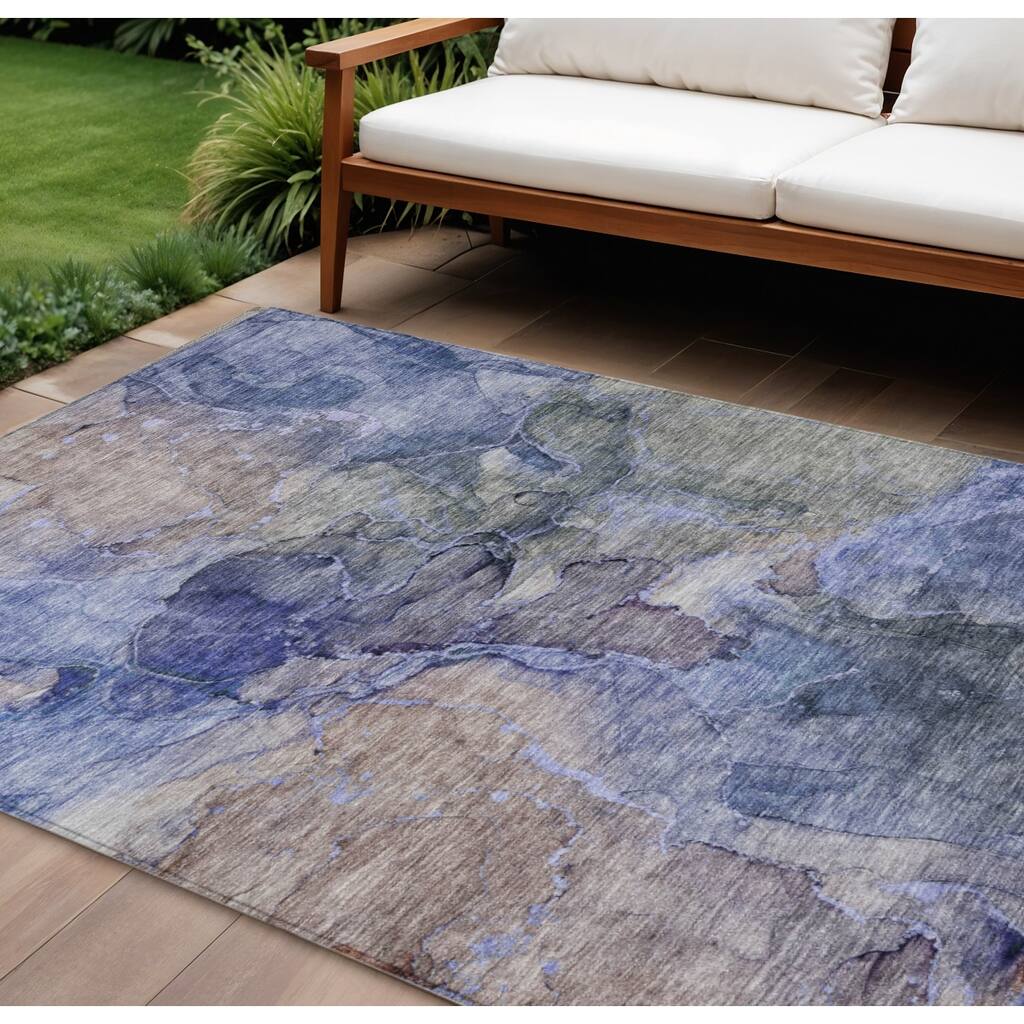 HomeRoots Abstract Transitional Rectangle Outdoor Rug
