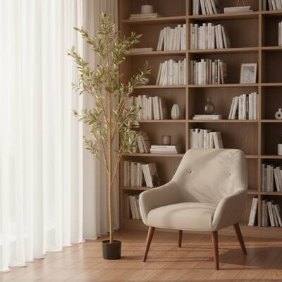 HomeRoots 84" Green Olive Artificial Tree in a Black Pot - 26.00 in. x 84.00 in. x 26.00 in.