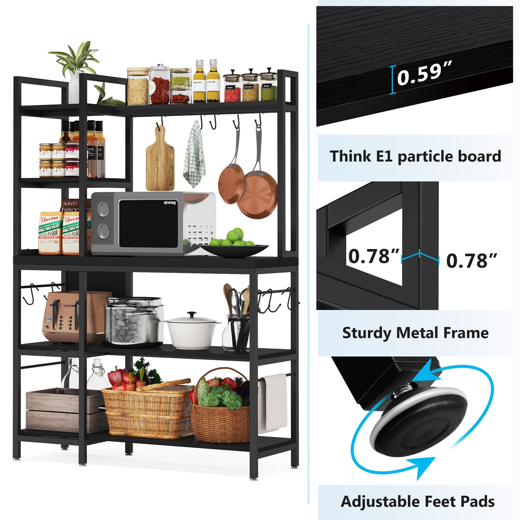 Bakers Rack with Power Outlet, Microwave Stand, Coffee Bar Table Station  with Metal Wire Panel - On Sale - Bed Bath & Beyond - 37770103