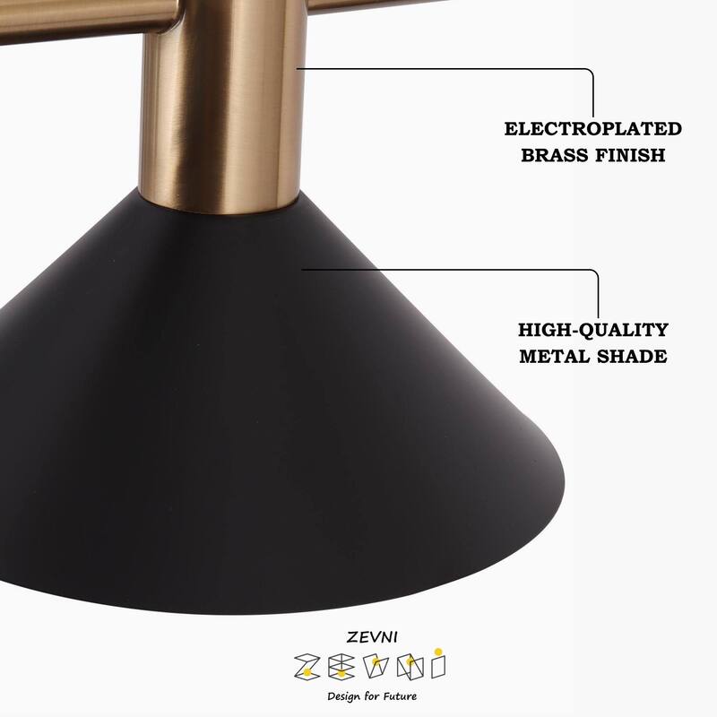 Modern Linear 4-Light 38.5" L Black Gold Bowl-shaped LED Chandelier Industrial Metal Kitchen Island Lights for Dining Room