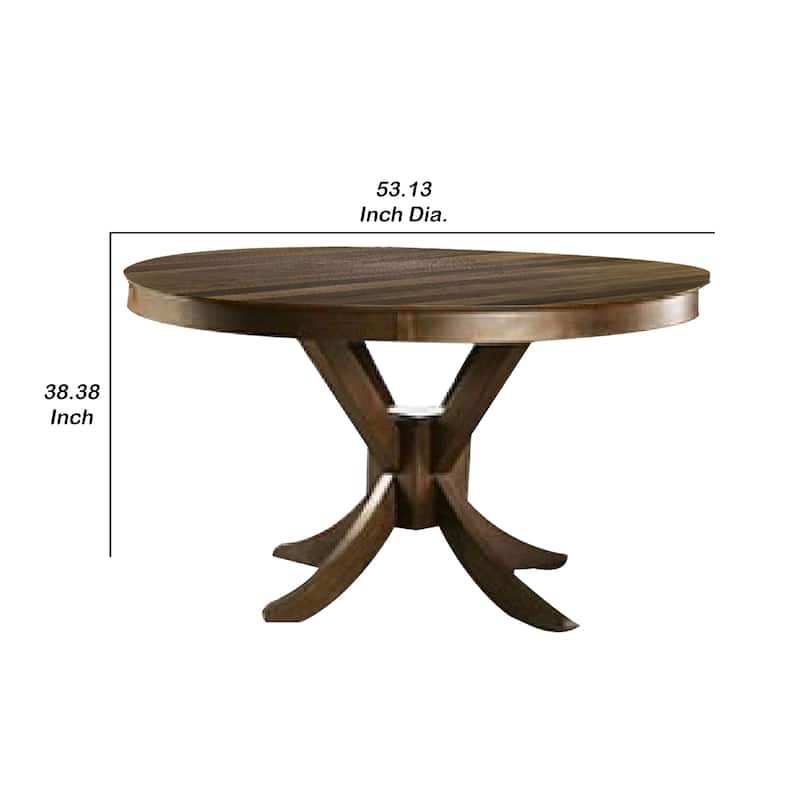Mexo Dining Table, 53 Inch Round, Walnut Brown Pedestal Base - Walnut Brown
