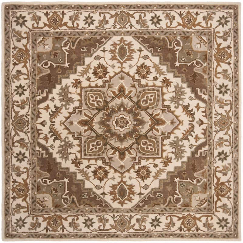 SAFAVIEH Handmade Royalty Chyna Traditional Oriental Wool Rug - 7' Square - Beige/Sage