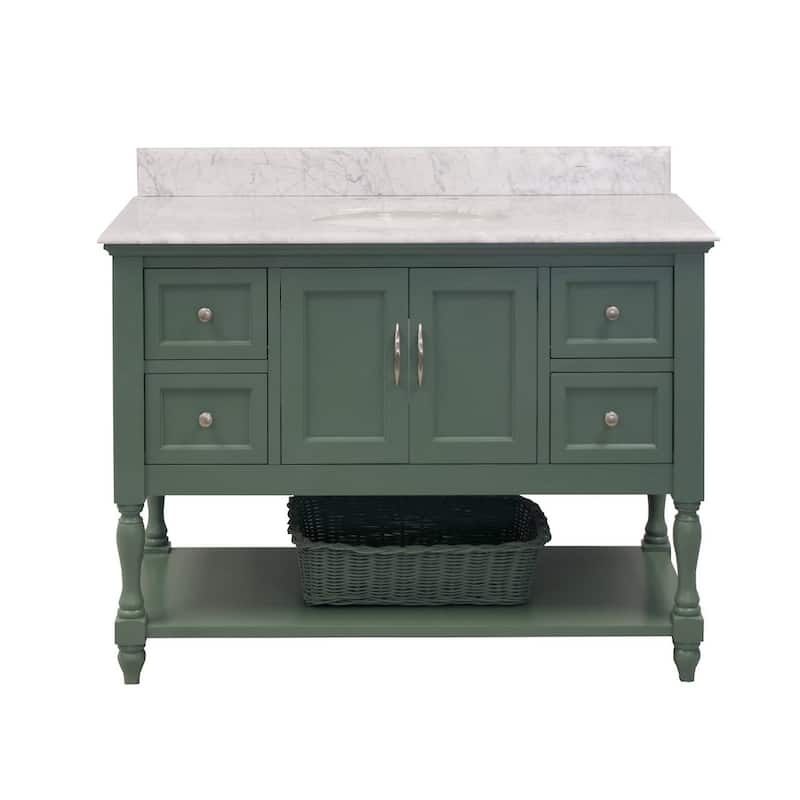 KitchenBathCollection Beverly 48" BathroomVanity w/ Carrara Marble Top