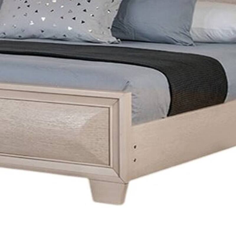Nitz King Bed, Paneled White Oak Wood Headboard, Beveled Fronts