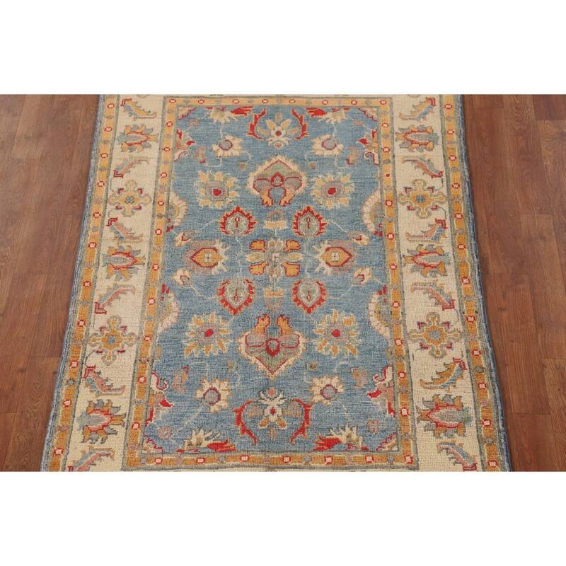 Traditional Blue Kazak Accent Rug Hand-Knotted Wool Carpet - 3'4"x 5'2"